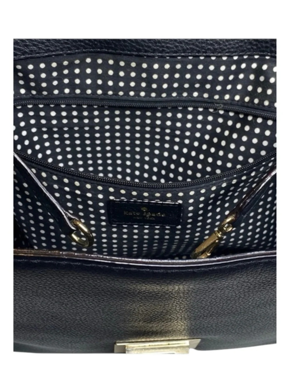kate spade  Magnolia Park Large Two Tone Leather Satchel Handbag  Black Ivory